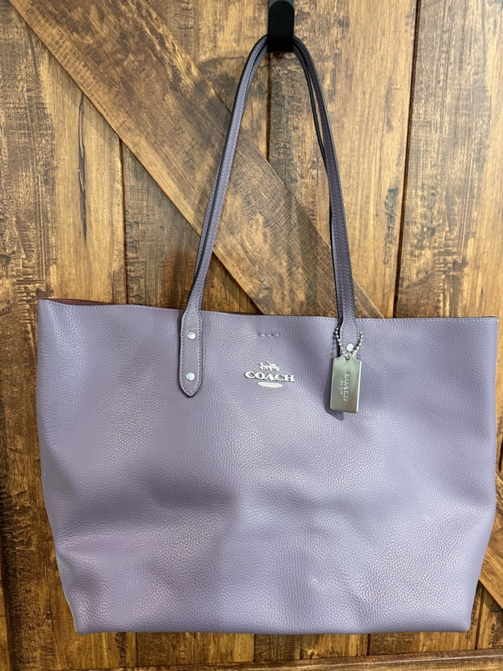 Coach Lavender Pebbled Leather Tote - Silver Hardware